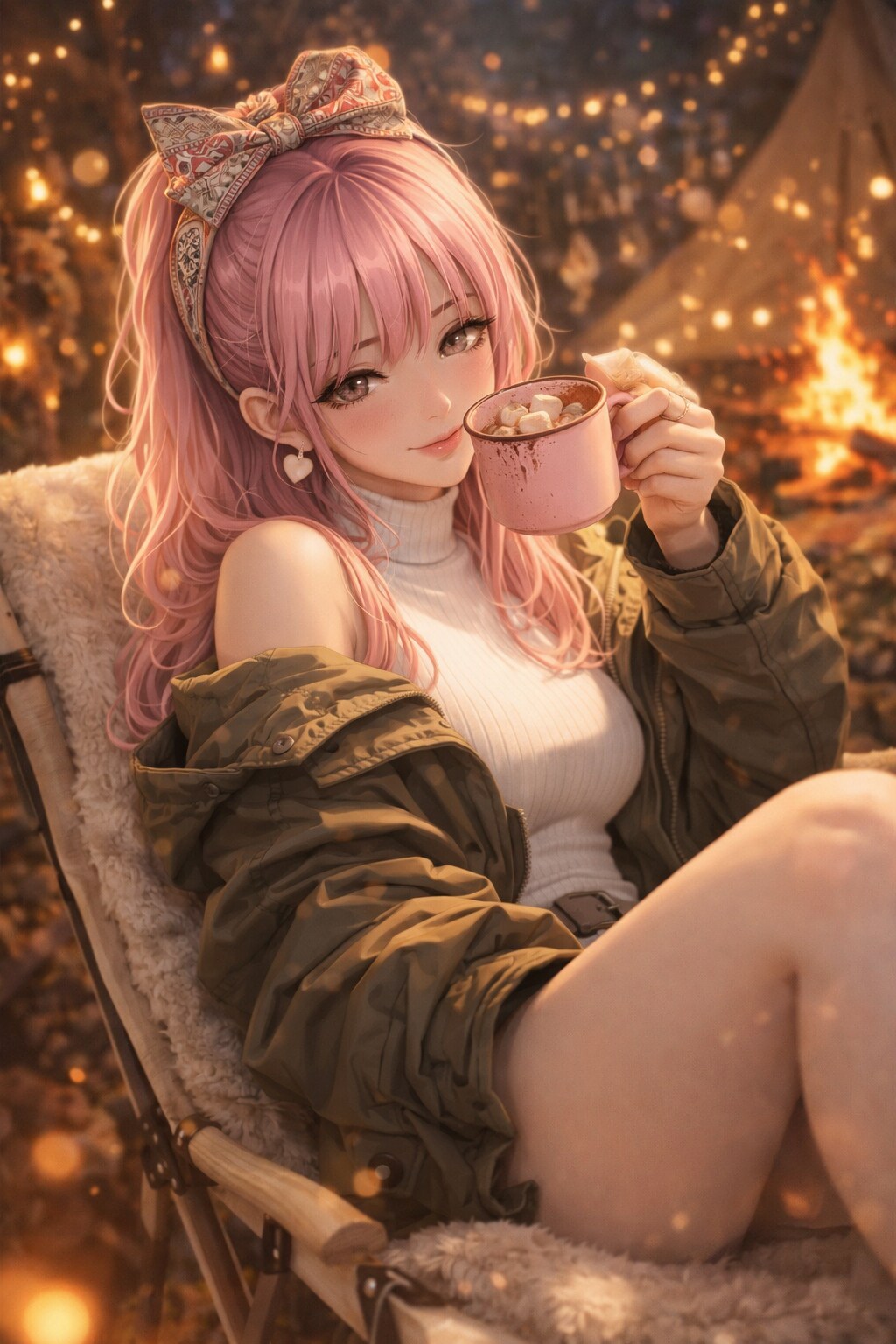 落果ちゃんは、焚き火の煙さえも、甘く香らせてみせるのですッ