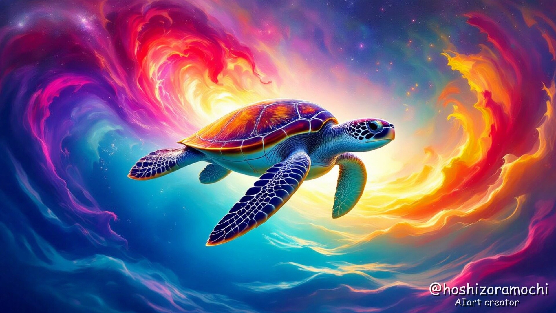 極彩色の海流に舞う翡翠の翼 - Jade wings dancing in the brilliantly colored ocean currents | の人気AIイラスト・グラビア