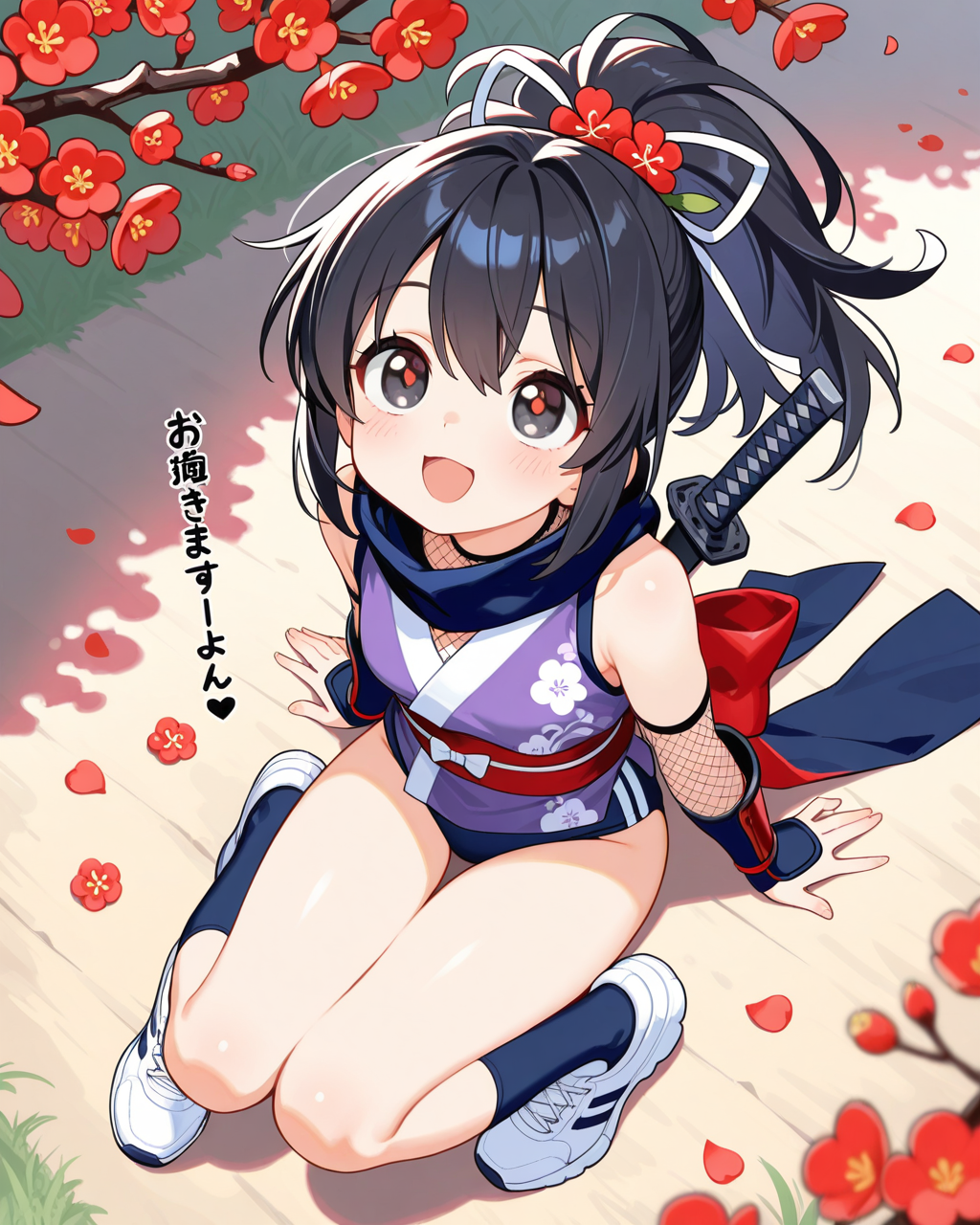 梅の花と忍ルマちゃん