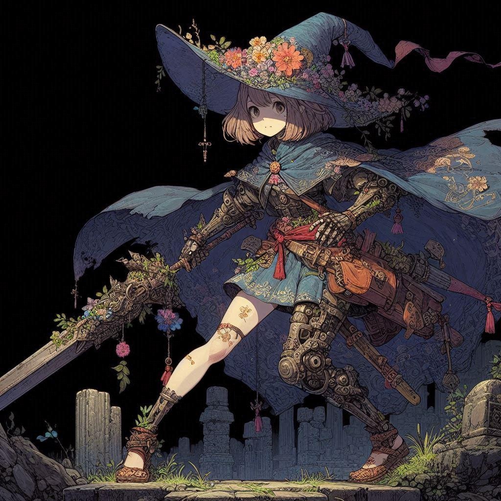 魔女フィギュアと元イラスト