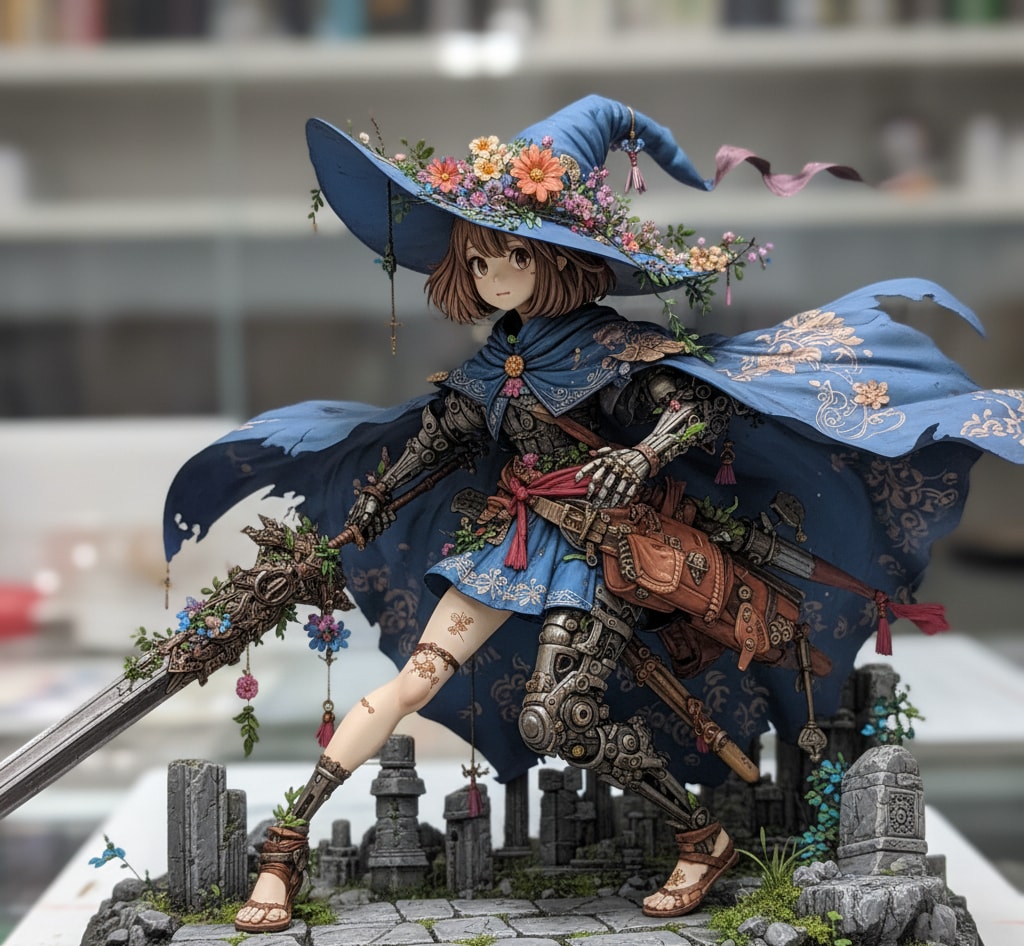 魔女フィギュアと元イラスト