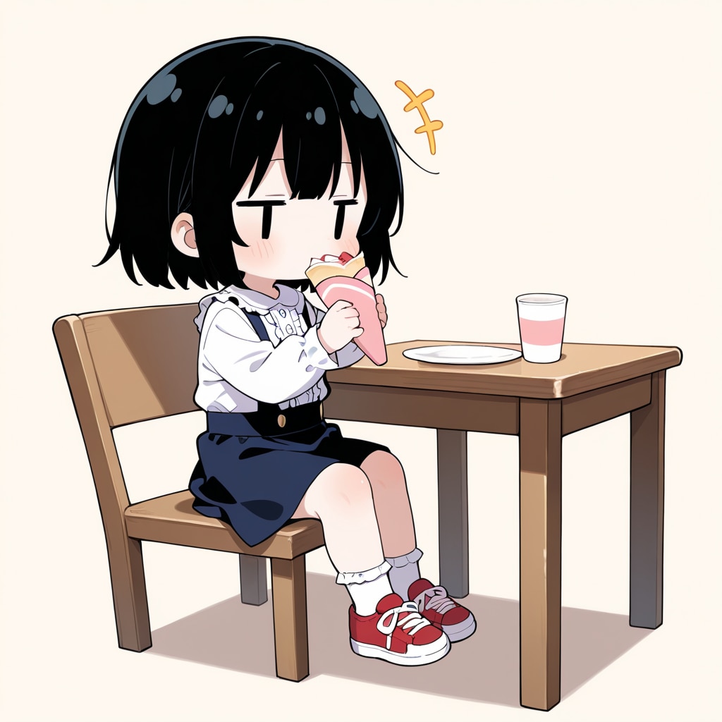 クレープを食べる