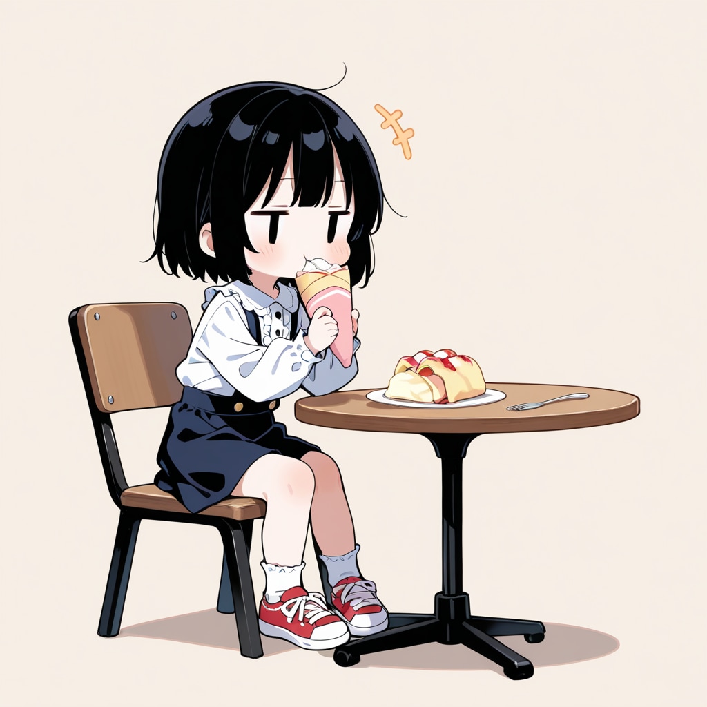 クレープを食べる