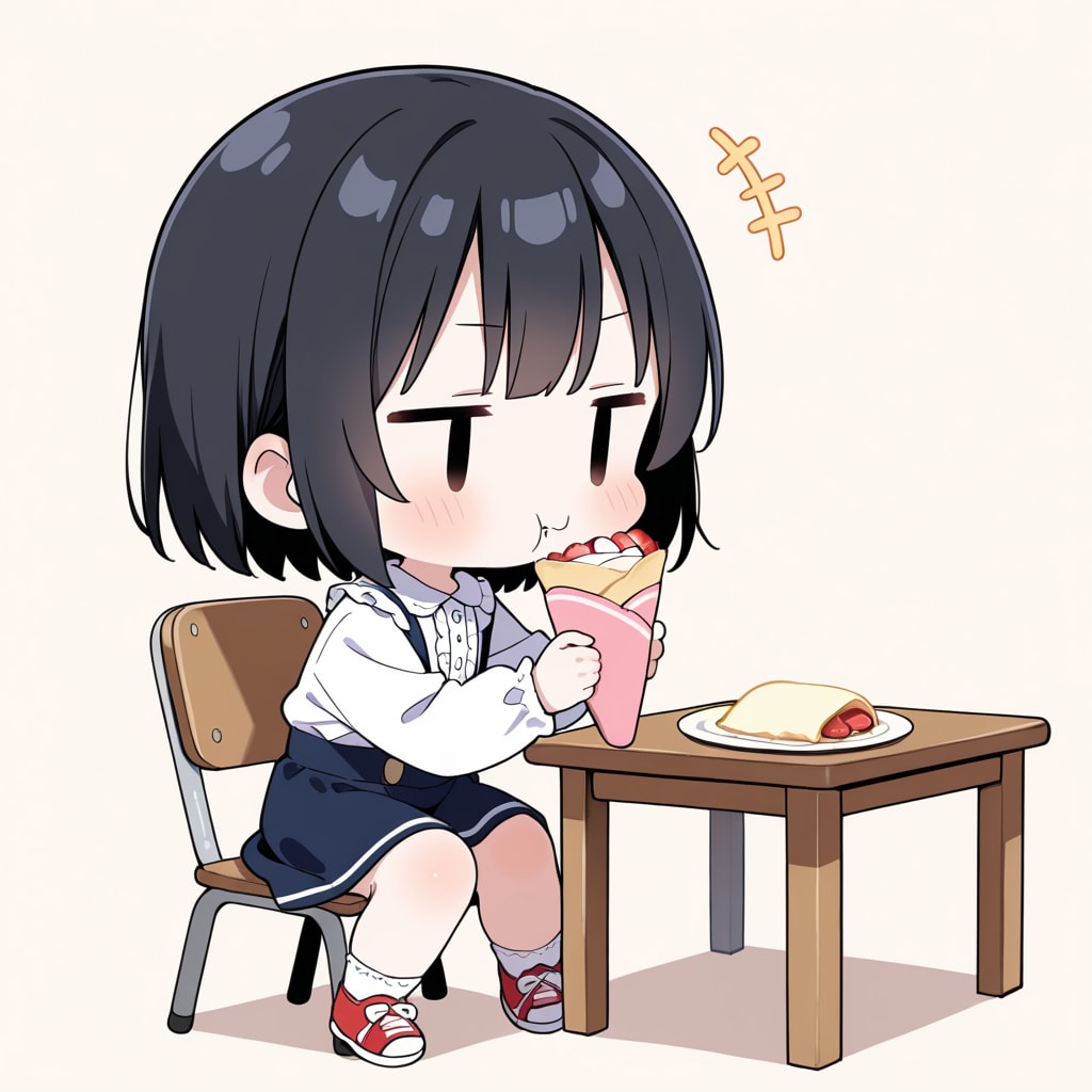 クレープを食べる