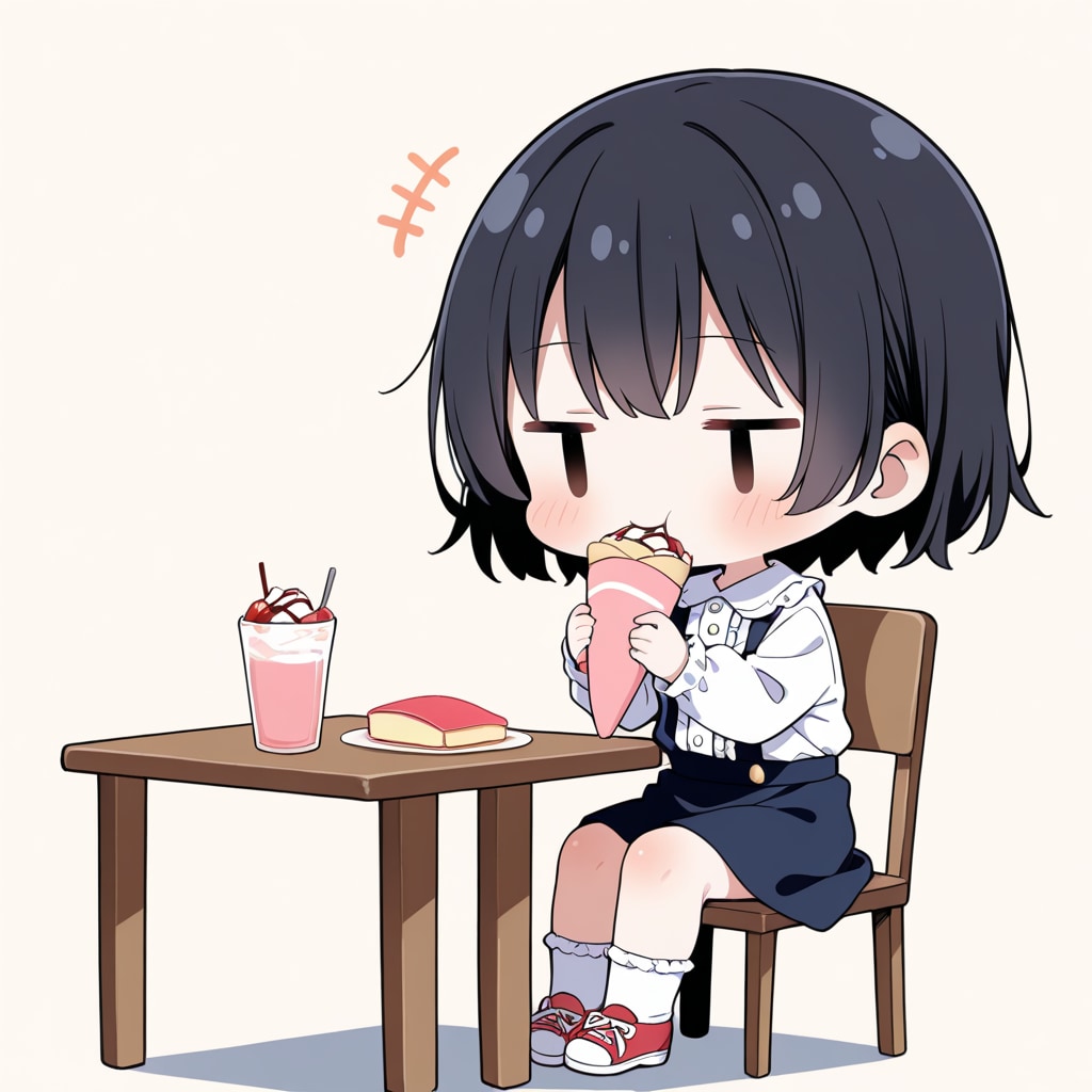 クレープを食べる