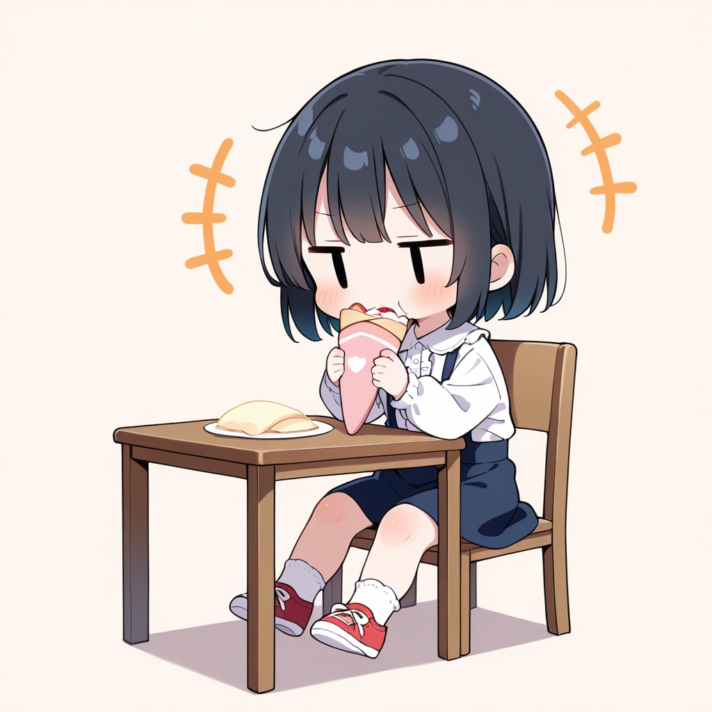 クレープを食べる