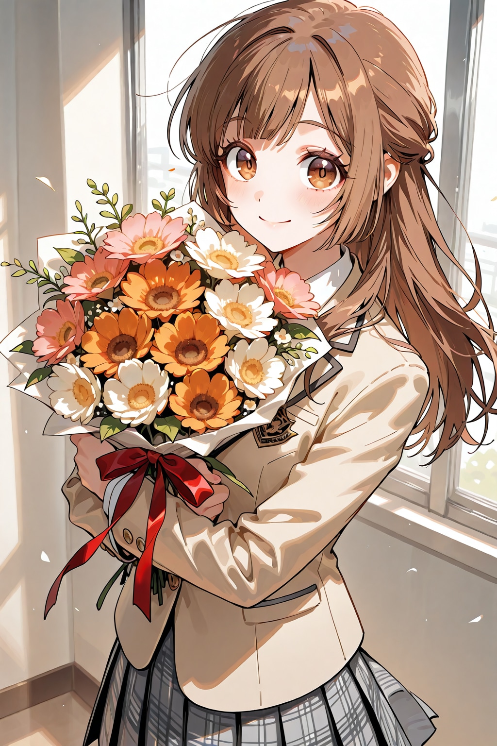 両手で花