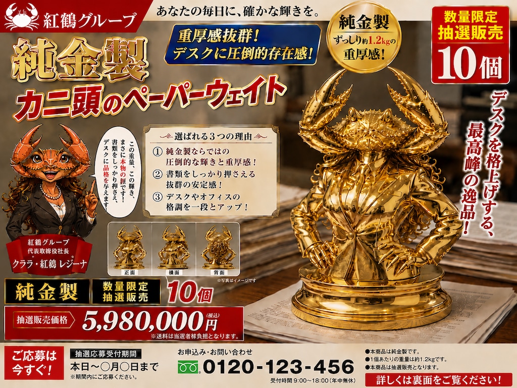 🦀 デスクを支配する！デスクワークが捗る運勢アップのペーパーウェイト
