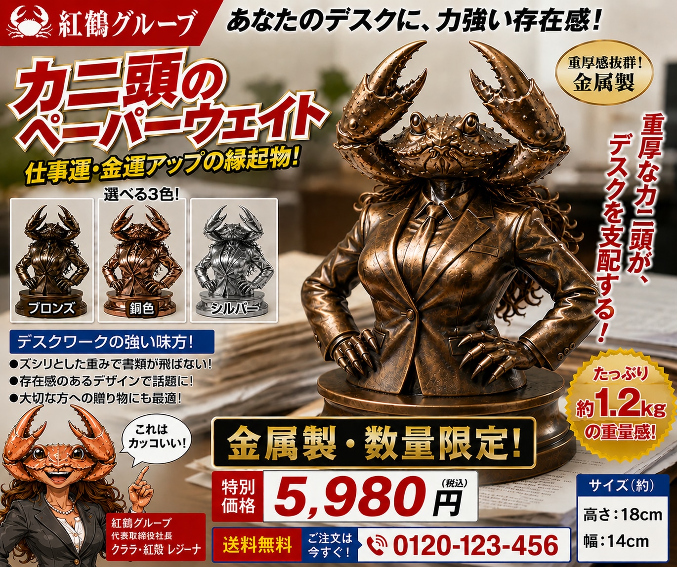 🦀 デスクを支配する！デスクワークが捗る運勢アップのペーパーウェイト