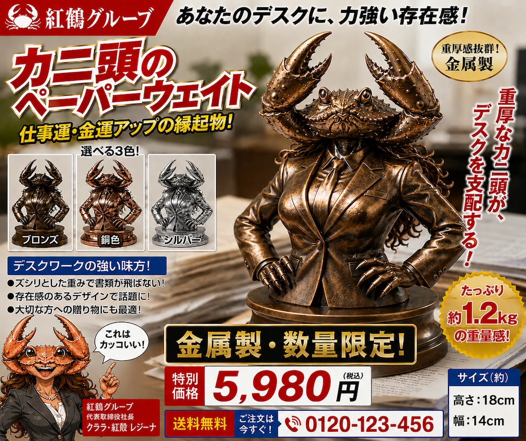 🦀 デスクを支配する！デスクワークが捗る運勢アップのペーパーウェイト