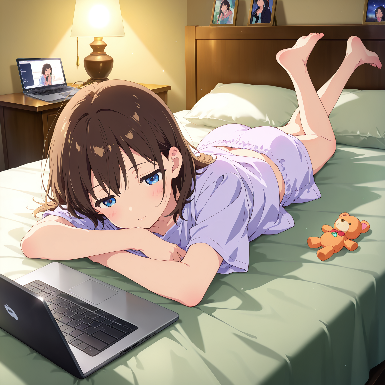 ベッドにデバイスを持ち込むことを覚えてしまった | の人気AIイラスト・グラビア