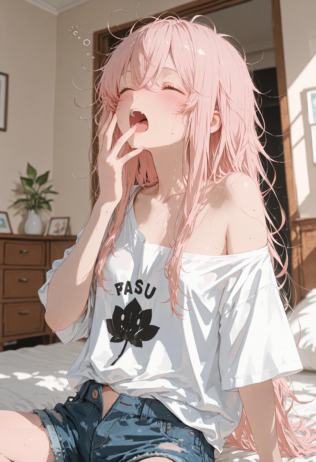 ふぁ～ぁ、おはよ... 今日も朝からあっつぃねぇ...