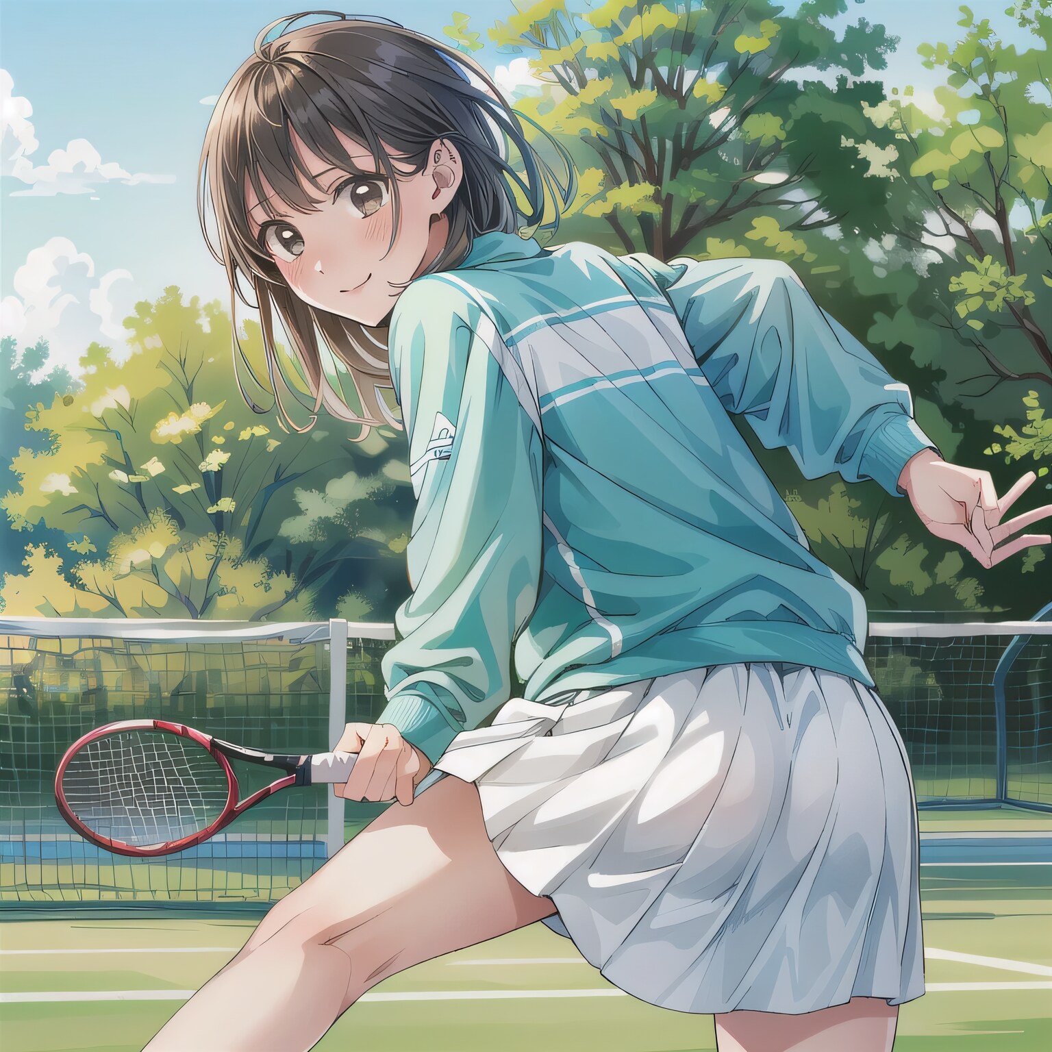 茶髪ボブでテニスウェアの少女９ | の人気AIイラスト・グラビア