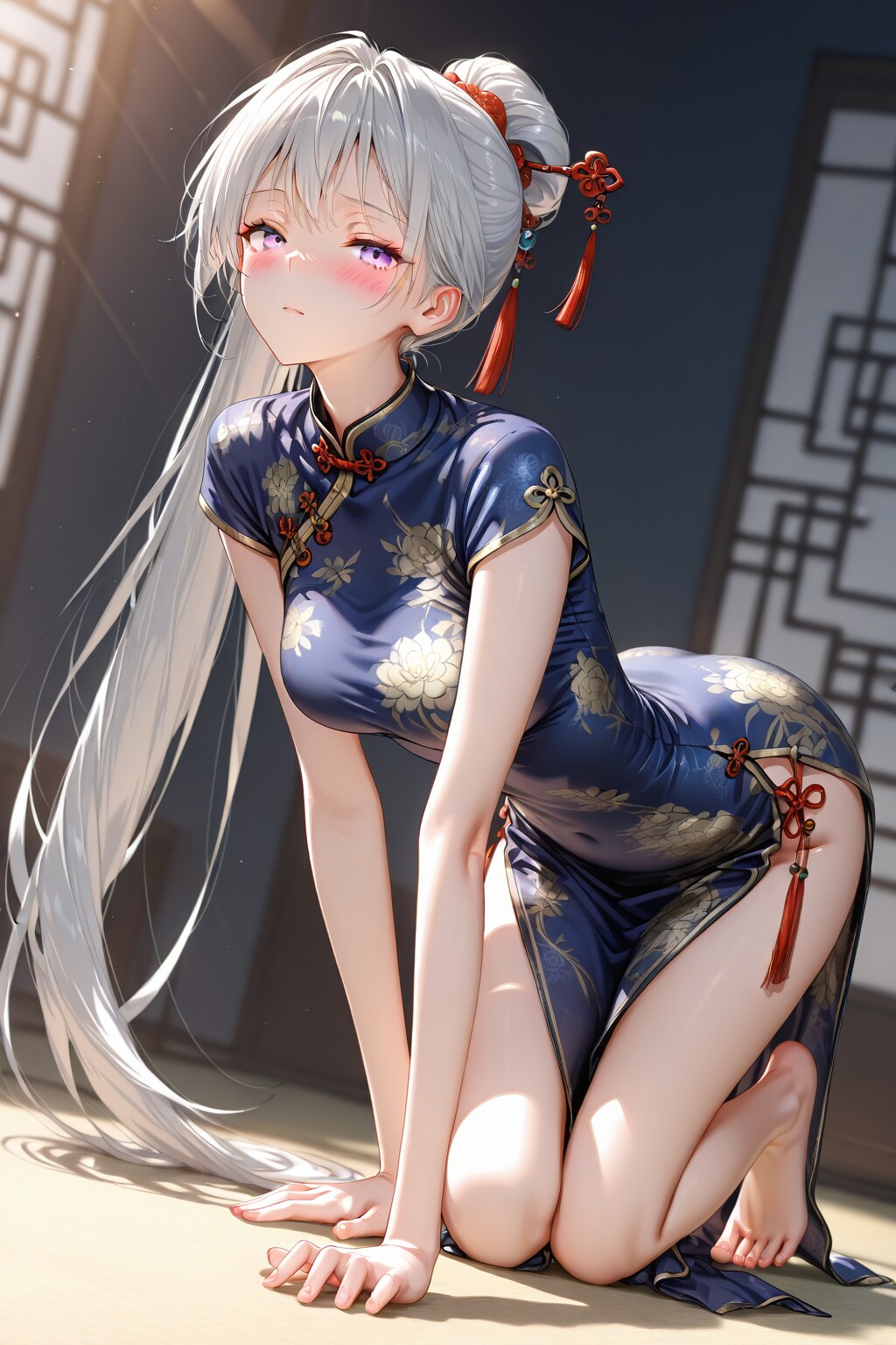 (1073)銀髪ちゃんチャイナドレス