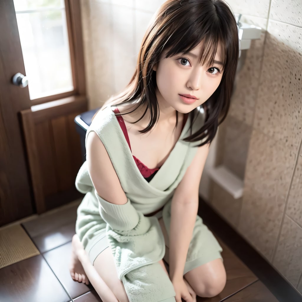 黒髪ロングでお風呂の美女５４