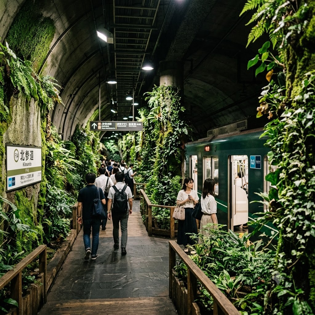 森っぽい地下鉄の駅