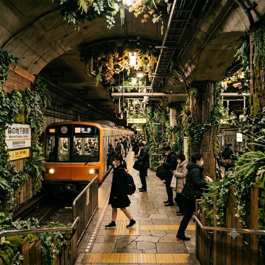 森っぽい地下鉄の駅