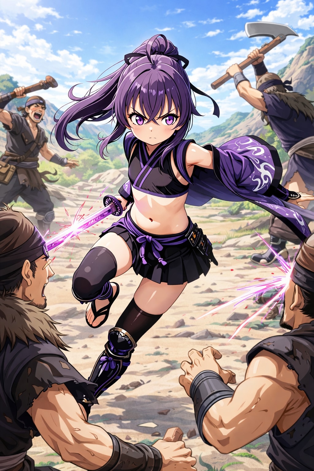 野盗と戦うクノイチ | の人気AIイラスト・グラビア