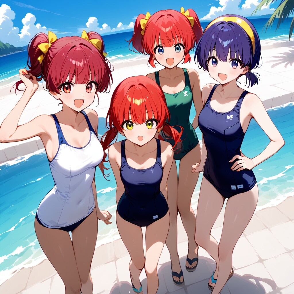 スクール水着で海水浴！
