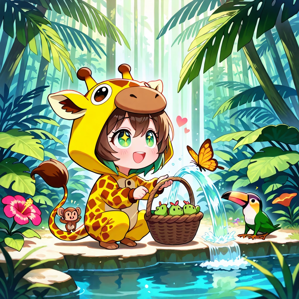 熱帯雨林のキリン着ぐるみちび子ちゃん