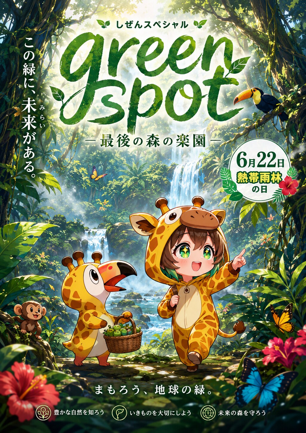 熱帯雨林のキリン着ぐるみちび子ちゃん