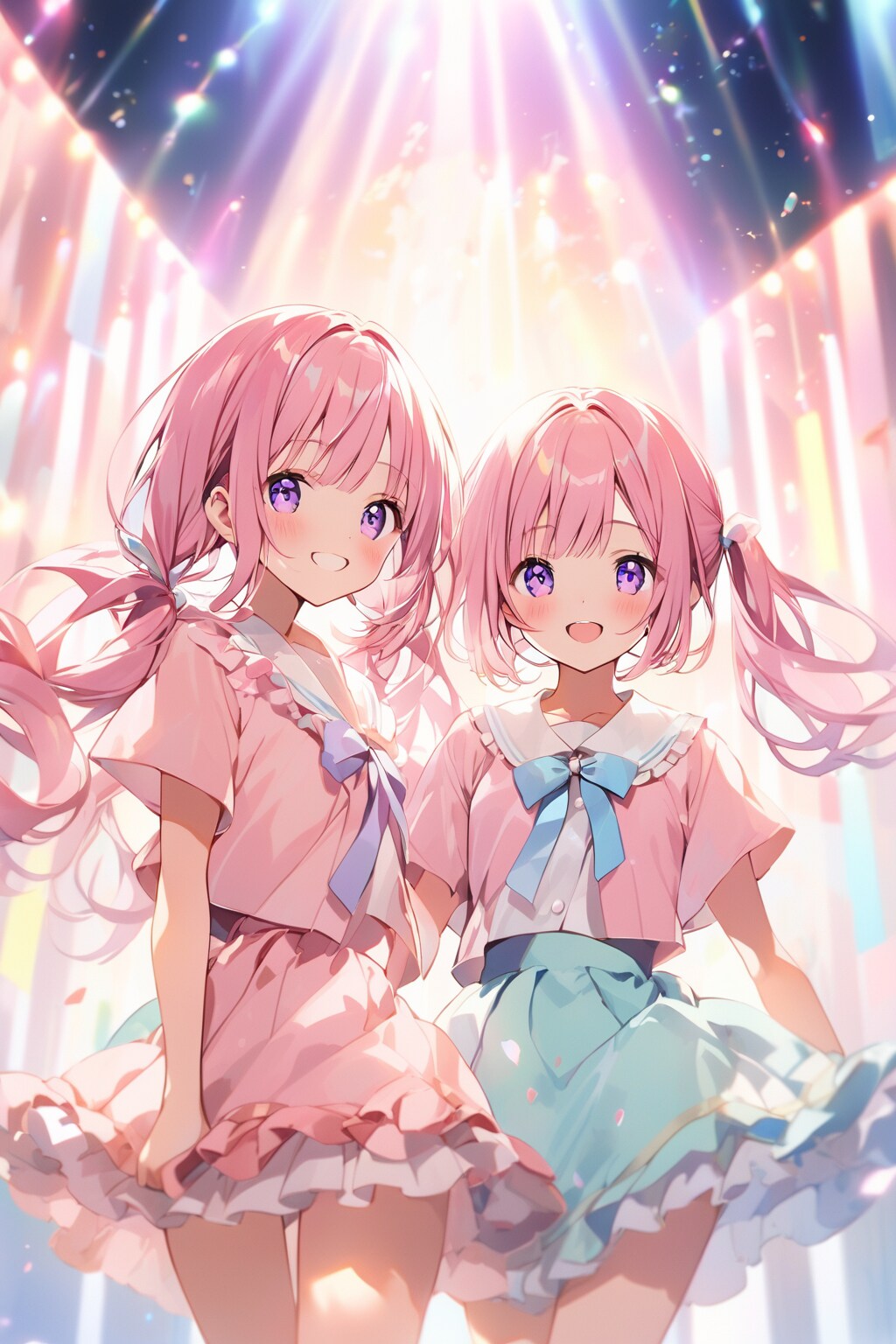 ゆめかわいい背景の双子
