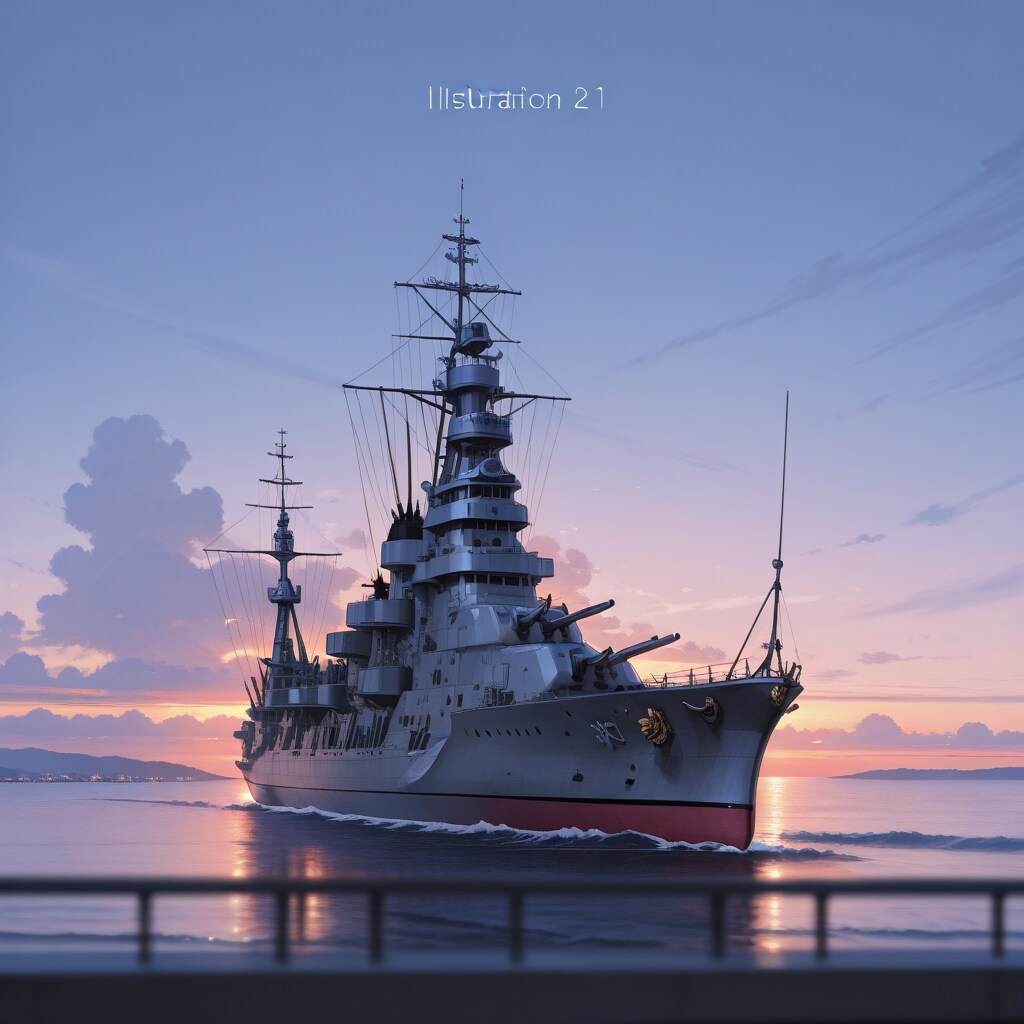軍艦と夕暮れ | の人気AIイラスト・グラビア