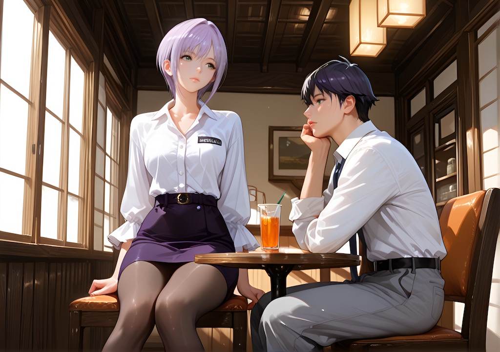 向かい合う二人