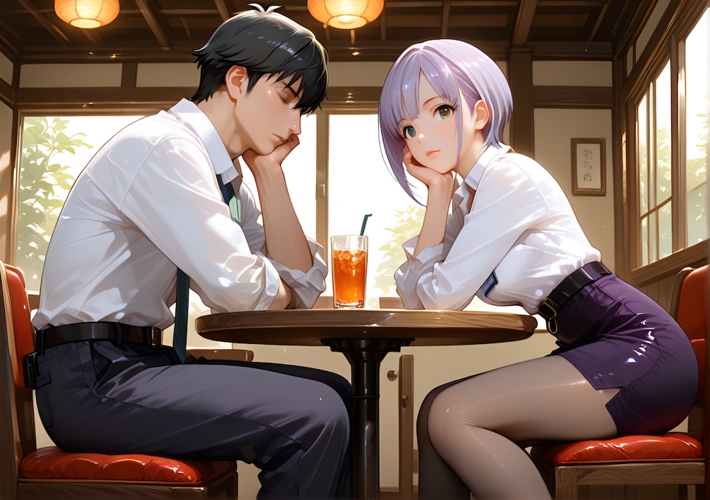 向かい合う二人