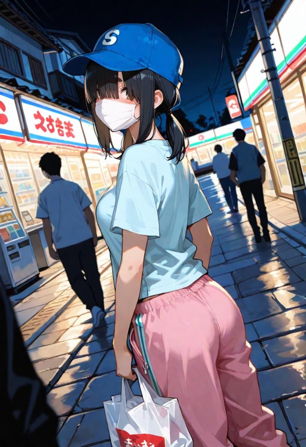 女子学生の夜の買い物