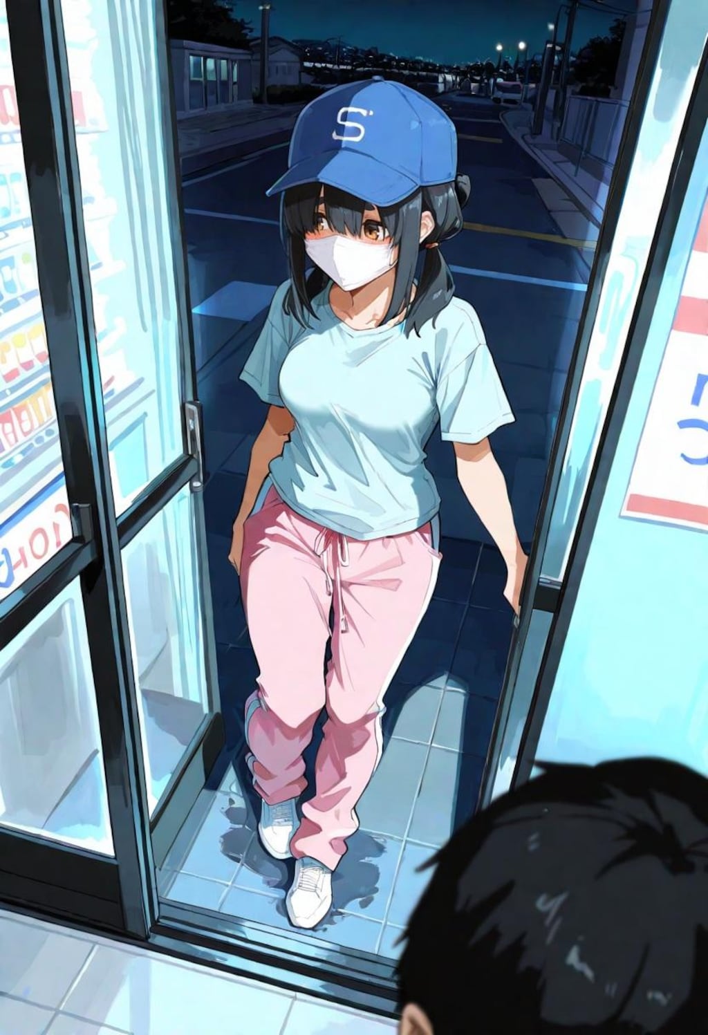 女子学生の夜の買い物