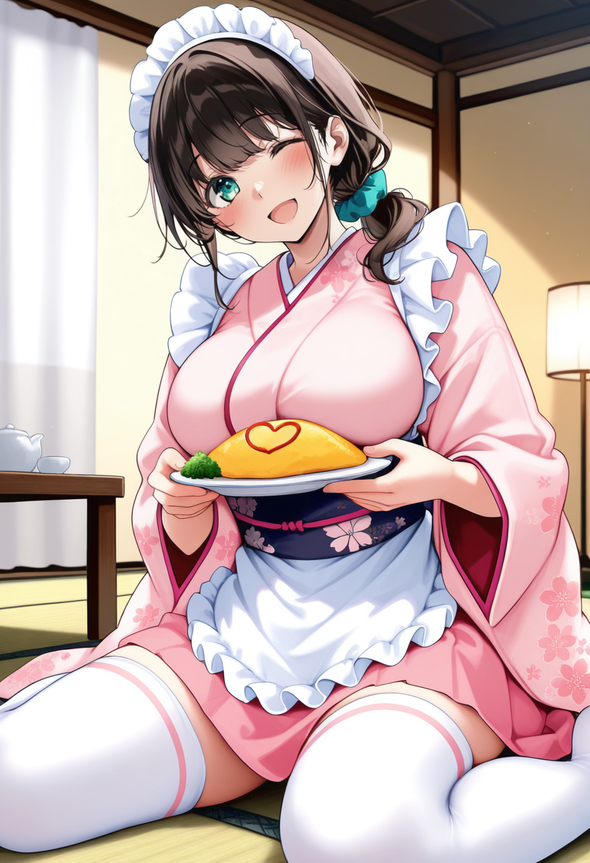 和服メイドカフェ | の人気AIイラスト・グラビア