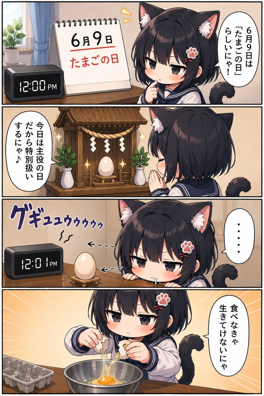 4コマ漫画 2026.06.09. 「たまごの日」