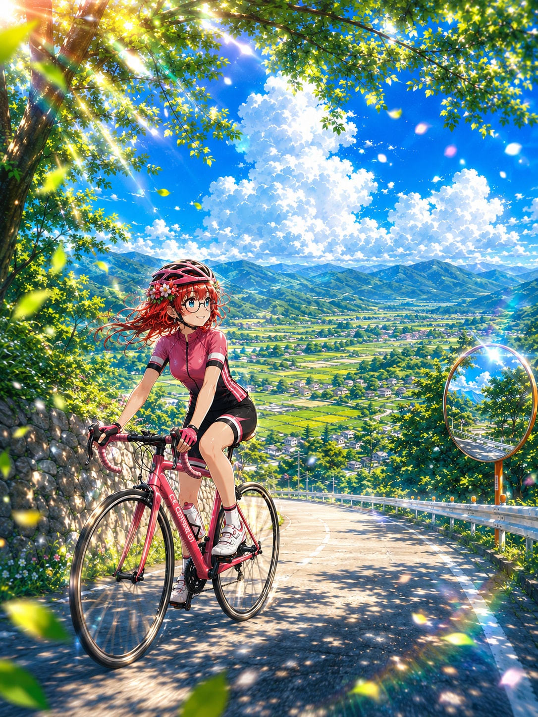木漏れ日のヒルクライム ～夏空へ駆けるロードバイク少女～