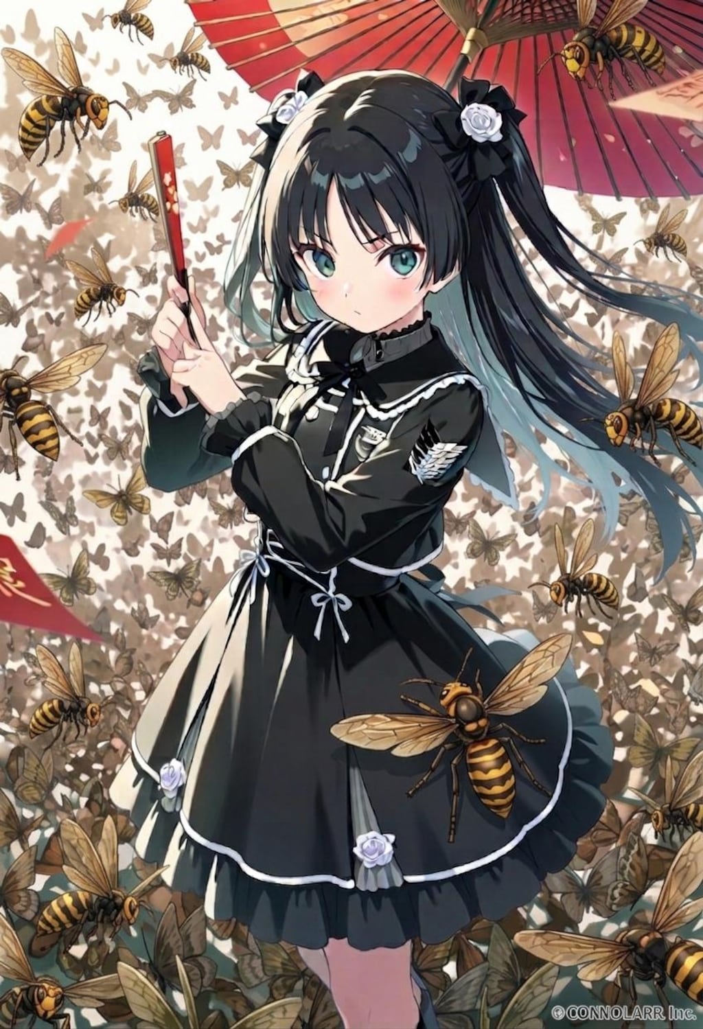 黒髪ツインテ娘（スズメ画ほか）
