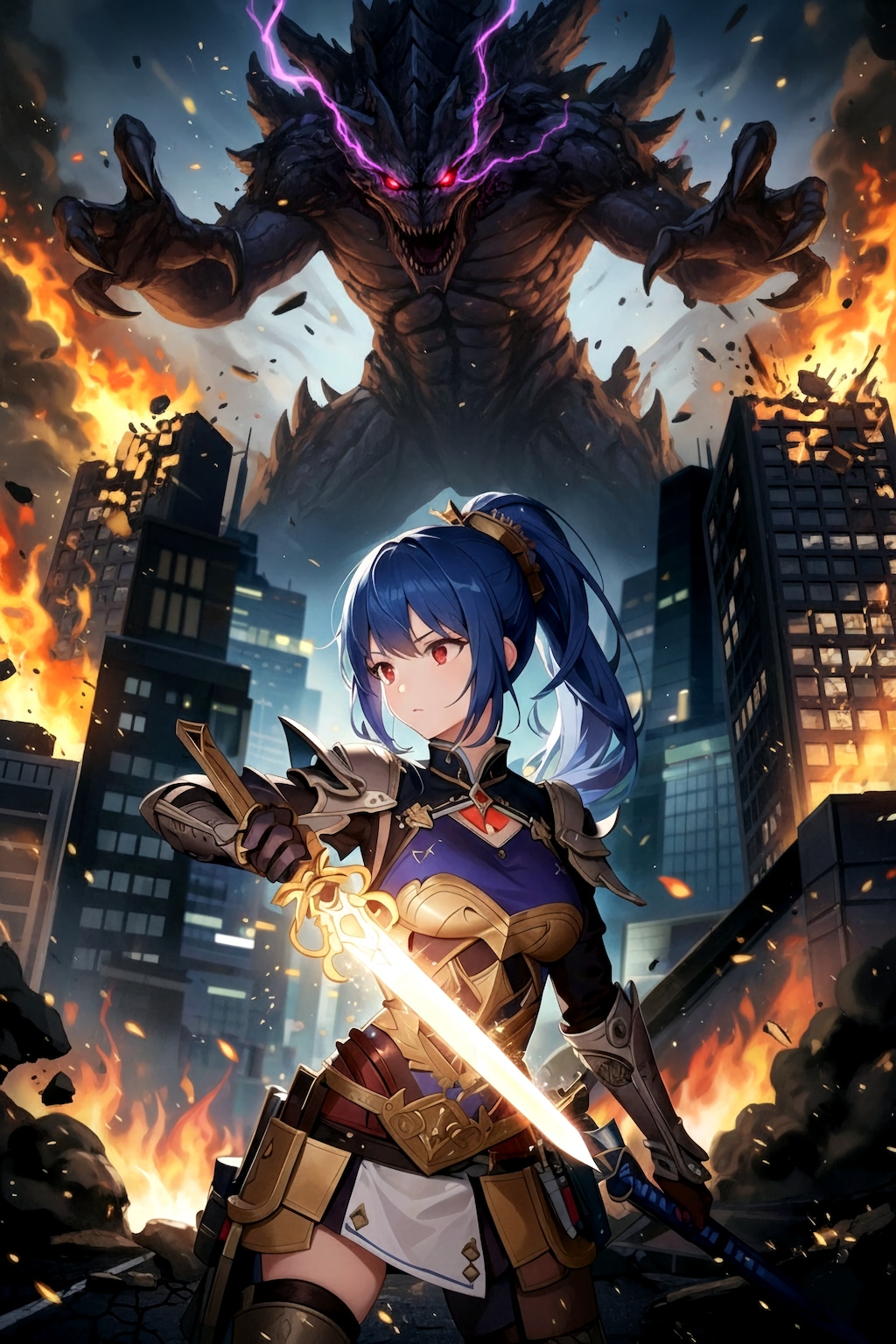 怪獣と戦うソラ