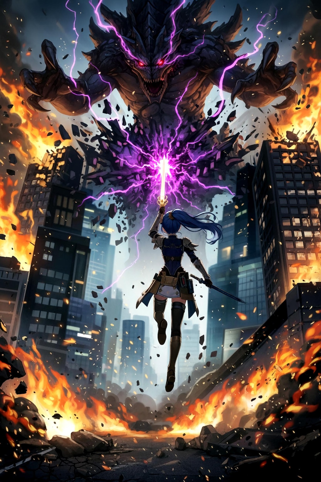 怪獣と戦うソラ