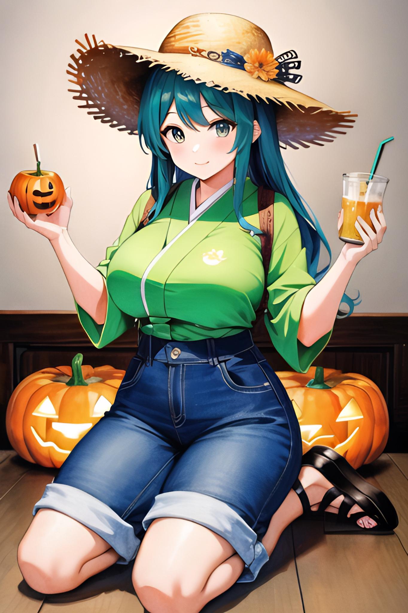 麦わら帽子のハロウィン
