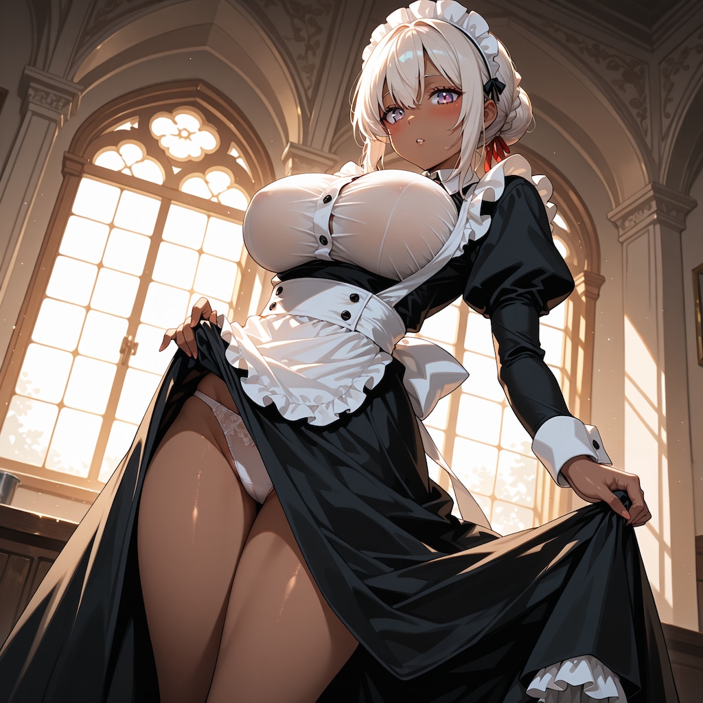 褐色メイドさんがひらりと
