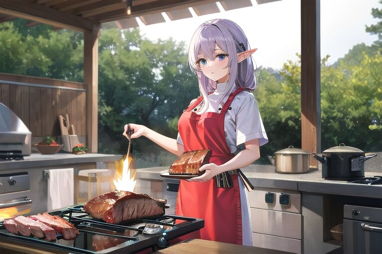 肉の焼き方はこれでいいのでしょうか？ | の人気AIイラスト・グラビア