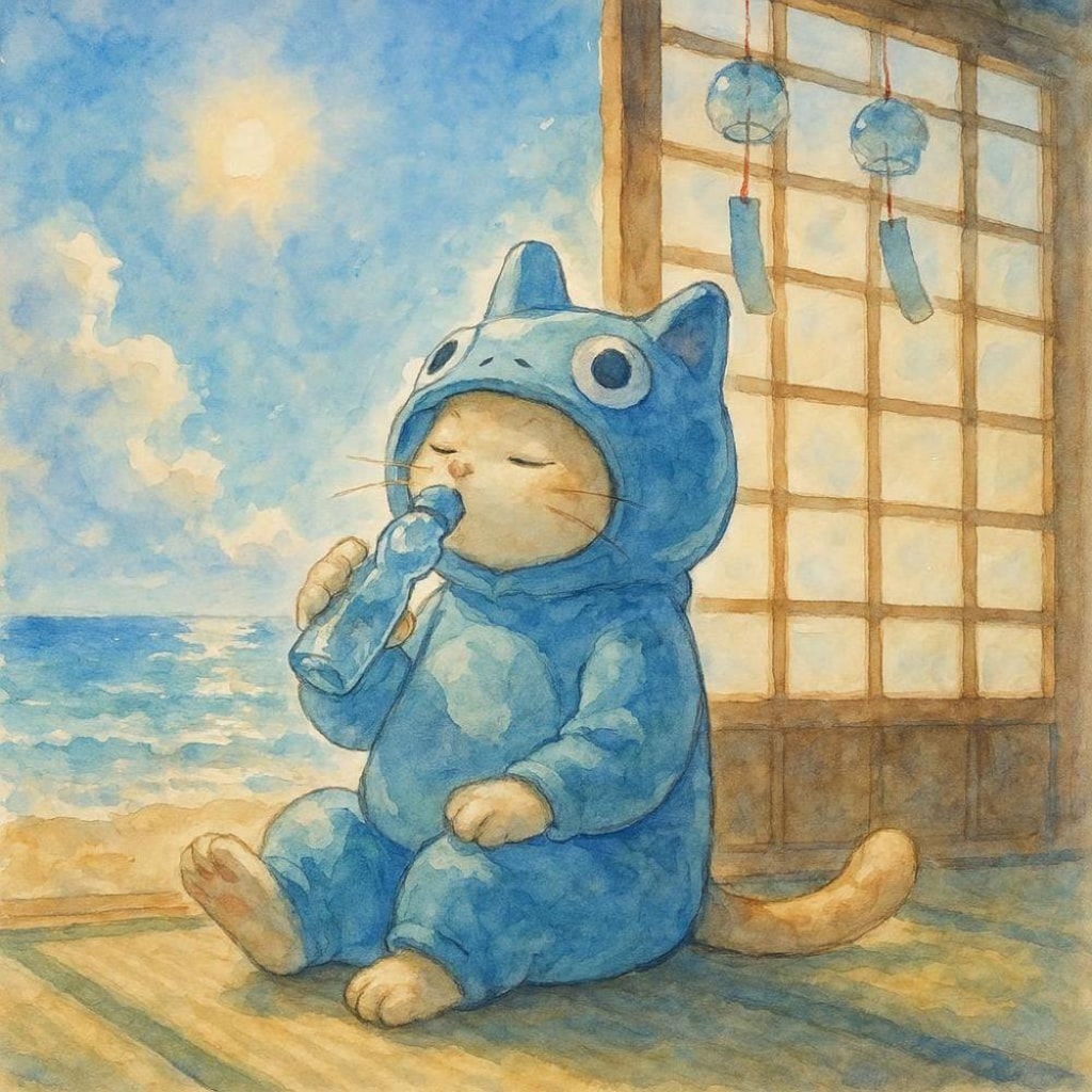 夏のラムネビキニコスプレ人妻＆水彩