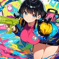 オリキャラ × 某インクゲームの勝手にコラボ 2枚目