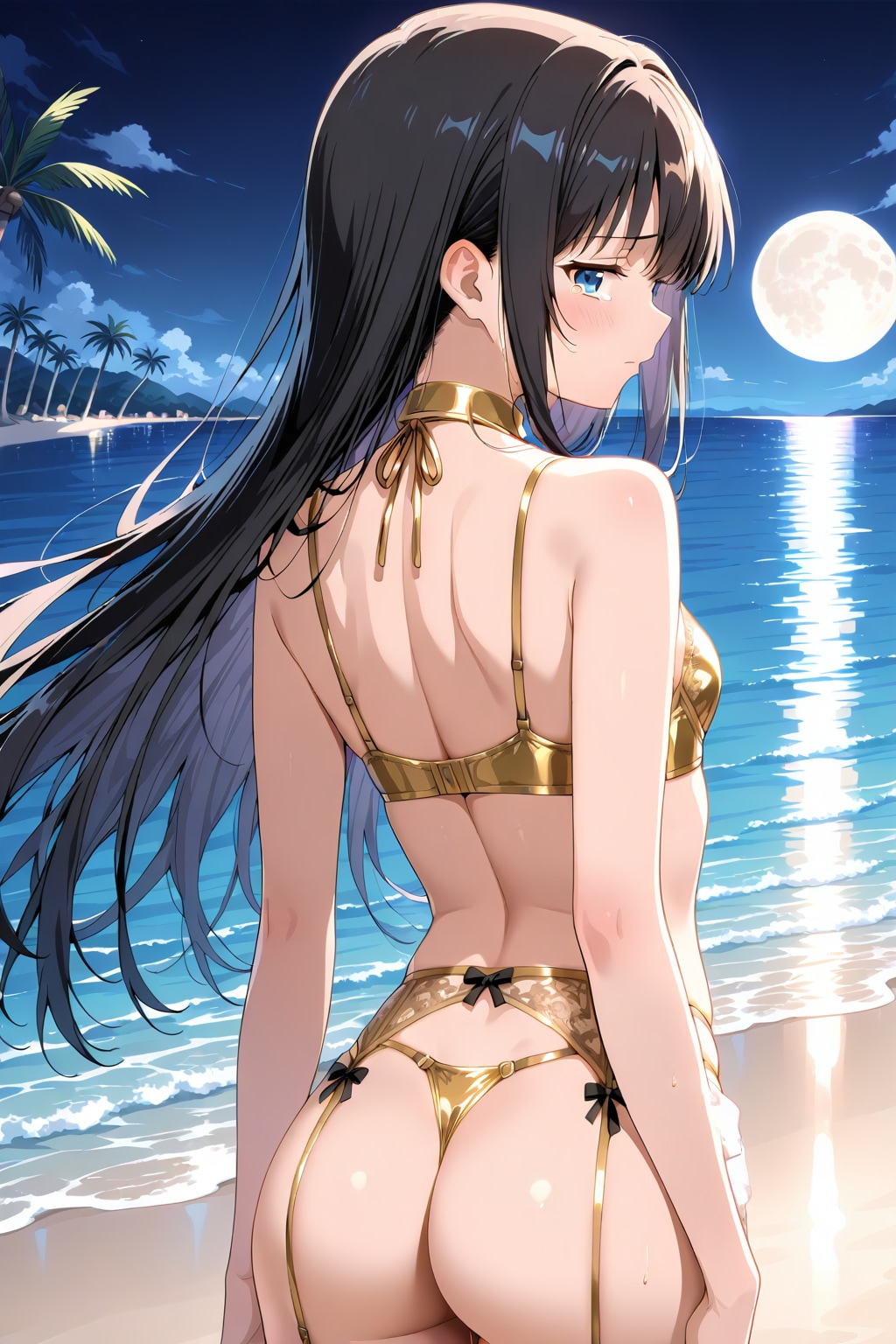 金色下着で振り返る葵さん(ちちぷい版)