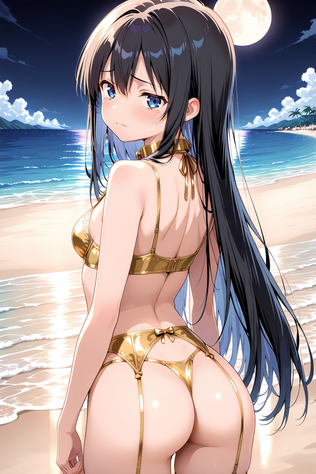 金色下着で振り返る葵さん(ちちぷい版)