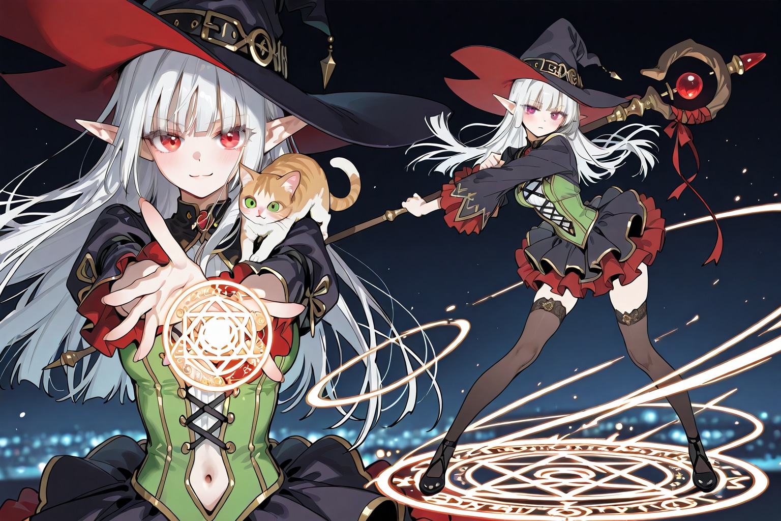 猫とエルフの女の子 | の人気AIイラスト・グラビア