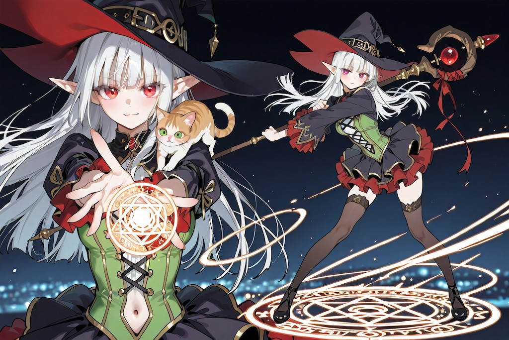 猫とエルフの女の子