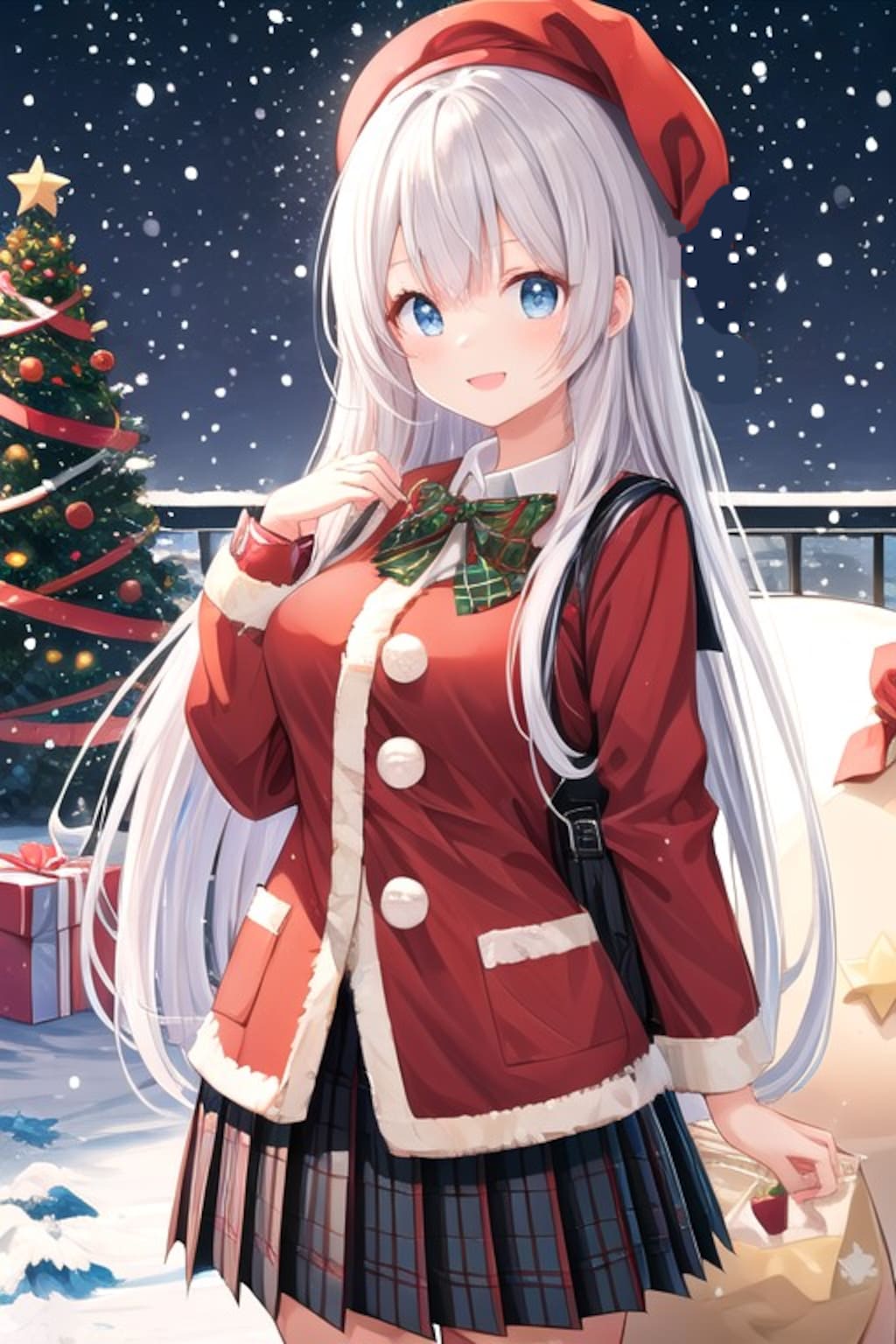 サンタ服っぽい制服の女子高生