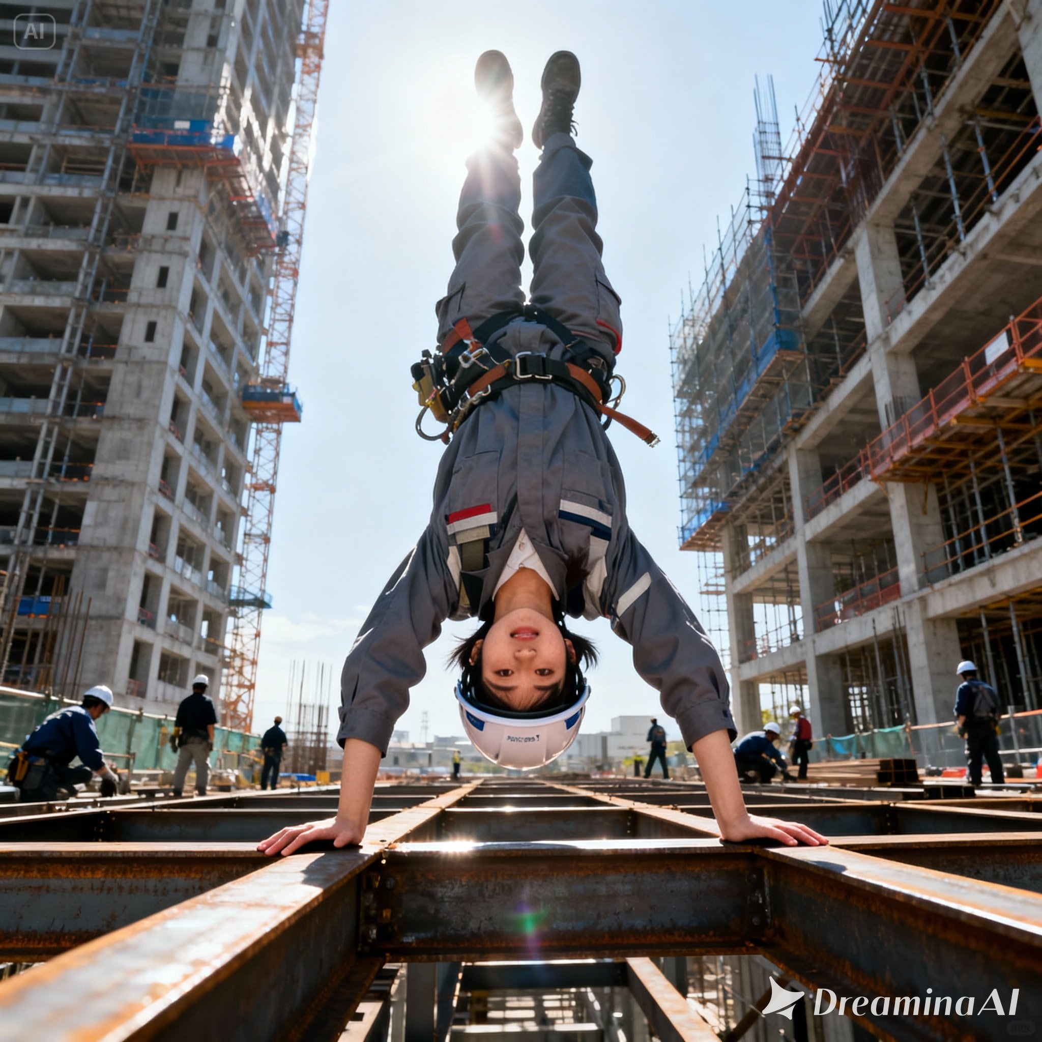 工事現場で逆立ち | の人気AIイラスト・グラビア