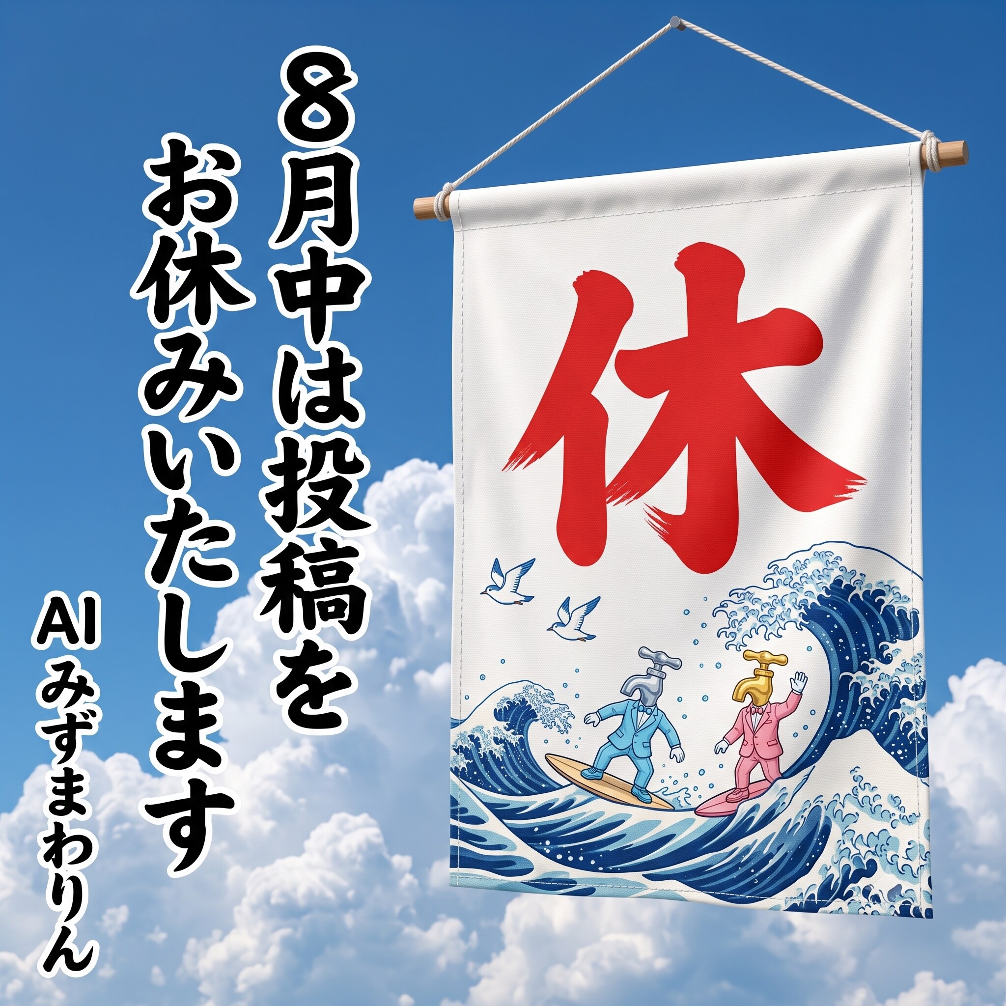 【お知らせ】8月中は投稿をお休みいたします