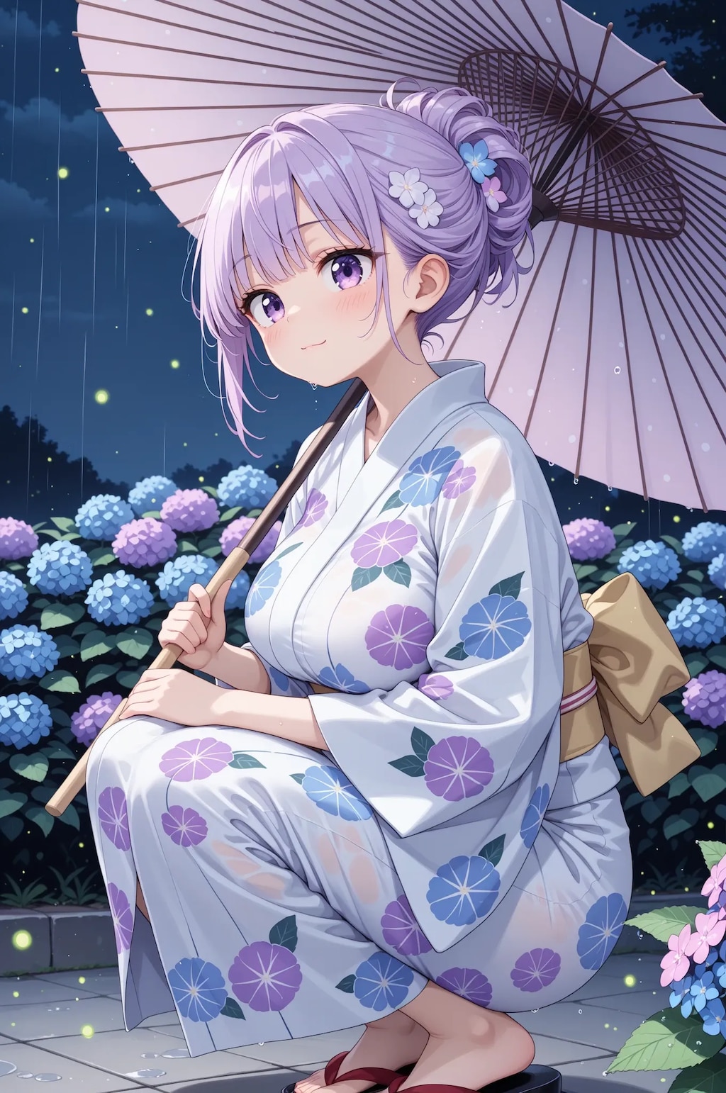 紫陽花と蛍